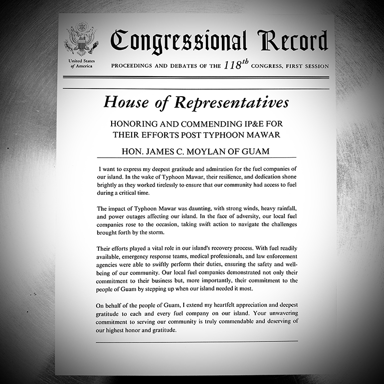IP&E Receives Congressional Record